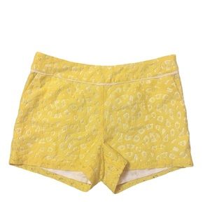 Kenzie Sunglow Yellow Lace With White Liner Side-Zip Fitted Shorts